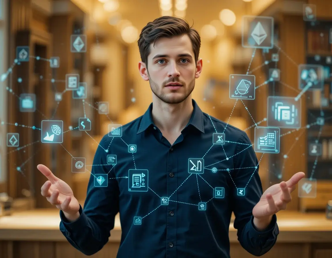Ecossistema Ethereum mostrando a progressão do boom de ICO para aplicações DeFi com símbolos financeiros